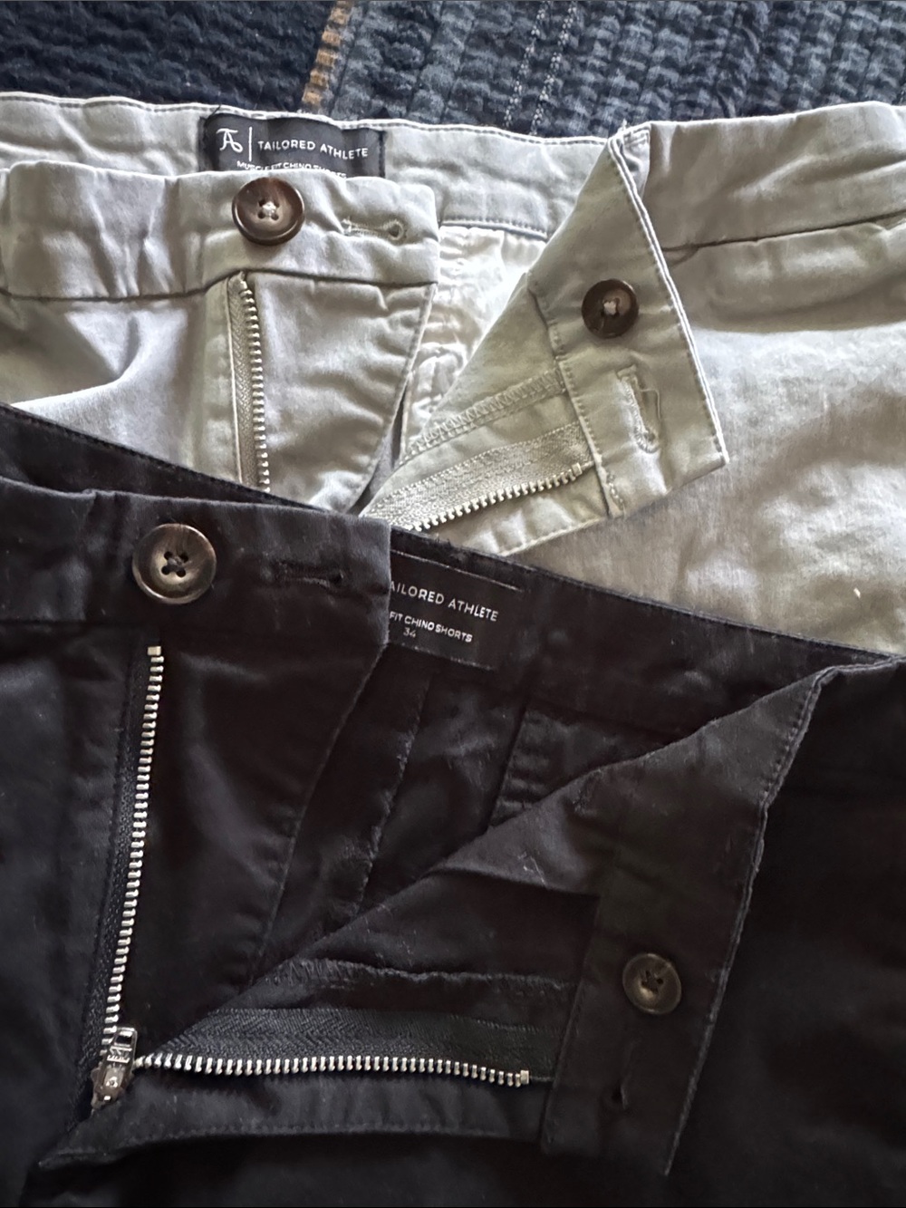 Men's Tailored Athlete Flat Front Chino Shorts in Black and Light Grayish Tan - Picture 10 of 11